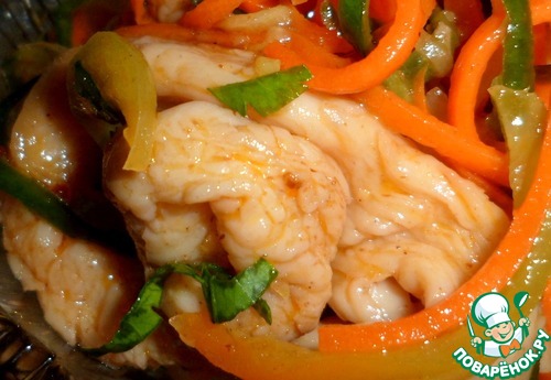 Хе из куриной грудки с овощами