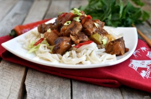 Острая свинина с овощами в мультиварке